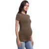 imageFoucome Womens Maternity Shirts Short Sleeve Side Ruched T Shirts Pregnancy TopsBrown