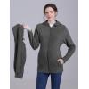 imageFoucome Womens Maternity Sweatshirt 2 in 1 Fleece Zip Up Hoodie Jacket with PocketsGrey