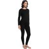 imageFoucome Maternity Thermal Underwear Set Long Johns Base Layer Fleece Lined Top and Bottom Pajamas for Pregnant WomenBlack