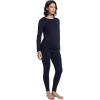imageFoucome Maternity Thermal Underwear Set Long Johns Base Layer Fleece Lined Top and Bottom Pajamas for Pregnant WomenNavy