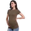 imageFoucome Womens Maternity Shirts Short Sleeve Side Ruched T Shirts Pregnancy TopsBrown