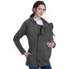 imageFoucome Womens Maternity Sweatshirt 2 in 1 Fleece Zip Up Hoodie Jacket with PocketsGrey
