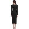 imageFoucome Maternity Dress Long Sleeve Ribbed Square Neck Split Ruched Pregnancy Bodycon DressBlack