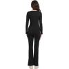 imageFoucome Maternity Jumpsuit Long Sleeve Square Neck Full Length Flare Pants Romper Pregnancy Shapewear BodysuitBlack