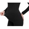 imageFoucome Maternity Jumpsuit Long Sleeve Square Neck Full Length Flare Pants Romper Pregnancy Shapewear BodysuitBlack