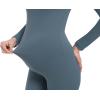 imageFoucome Maternity Jumpsuit Long Sleeve Square Neck Full Length Flare Pants Romper Pregnancy Shapewear BodysuitBlue