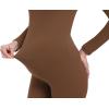 imageFoucome Maternity Jumpsuit Long Sleeve Square Neck Full Length Flare Pants Romper Pregnancy Shapewear BodysuitBrown
