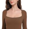 imageFoucome Maternity Jumpsuit Long Sleeve Square Neck Full Length Flare Pants Romper Pregnancy Shapewear BodysuitBrown