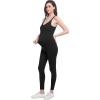 imageFoucome Maternity Jumpsuit Pregnancy Romper Bodysuit Shapewear Nursing Tank Tops LeggingsBlack