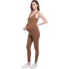 imageFoucome Maternity Jumpsuit Pregnancy Romper Bodysuit Shapewear Nursing Tank Tops LeggingsBrown