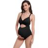 imageFoucome Maternity Swimsuit One Piece Bathing Suit Front Cross Cutout Pregnancy SwimwearBlack