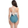 imageFoucome Maternity Swimsuit One Piece Bathing Suit Front Cross Cutout Pregnancy SwimwearBlue Striped