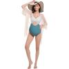 imageFoucome Maternity Swimsuit One Piece Bathing Suit Front Cross Cutout Pregnancy SwimwearBlue Striped