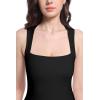 imageFoucome Maternity Tennis Dress Square Neck Athletic Dress Sleeveless Tank Dress Stretch Aline Mini DressesBlack