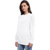 imageFoucome Womens Maternity Shirts Puff Long Sleeve Crew Neck Tunic Tops Trendy Pregnancy ClothesWhite