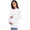 imageFoucome Womens Maternity Shirts Puff Long Sleeve Crew Neck Tunic Tops Trendy Pregnancy ClothesWhite