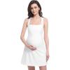 imageFoucome Maternity Tennis Dress Square Neck Athletic Dress Sleeveless Tank Dress Stretch Aline Mini DressesWhite