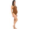 imageFoucome Womens Maternity Bodysuit Sleeveless Shapewear Tank Tops Pregnancy Romper JumpsuitBrown