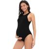 imageFoucome Womens Maternity Bodysuit Sleeveless Shapewear Tank Tops Pregnancy Romper JumpsuitBlack