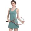 imageFoucome Womens Tennis Dress Workout Dress with Builtin Bra ampamp Shorts Summer Dress for Golf AthleticGreen