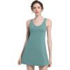 imageFoucome Womens Tennis Dress Workout Dress with Builtin Bra ampamp Shorts Summer Dress for Golf AthleticGreen