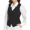 imageFoucome Womens Formal Regular Fitted Business Dress Suits Button Down Vest WaistcoatBlack Stripe