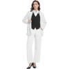 imageFoucome Womens Formal Regular Fitted Business Dress Suits Button Down Vest WaistcoatBlack Stripe