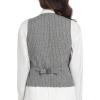 imageFoucome Womens Formal Regular Fitted Business Dress Suits Button Down Vest WaistcoatGrey Stripe