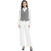 imageFoucome Womens Formal Regular Fitted Business Dress Suits Button Down Vest WaistcoatGrey Stripe