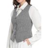 imageFoucome Womens Formal Regular Fitted Business Dress Suits Button Down Vest WaistcoatGrey Stripe