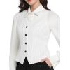 imageFoucome Womens Formal Regular Fitted Business Dress Suits Button Down Vest WaistcoatWhite Stripe