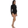 imageFoucome Womens Maternity Bodysuit Mock Turtle Neck Long Sleeve Tops Jumpsuit Pregnancy Stretchy Basic Body Suit ShirtBlack