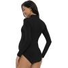 imageFoucome Womens Maternity Bodysuit Mock Turtle Neck Long Sleeve Tops Jumpsuit Pregnancy Stretchy Basic Body Suit ShirtBlack