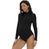 imageFoucome Womens Maternity Bodysuit Mock Turtle Neck Long Sleeve Tops Jumpsuit Pregnancy Stretchy Basic Body Suit ShirtBlack