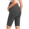 imageFoucome Womens Maternity Biker Shorts Over The Belly Pregnancy Yoga Workout Running Shorts with Pockets 9quotA  2 Pack 9  Blackdark Grey