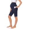 imageFoucome Womens Maternity Biker Shorts Over The Belly Pregnancy Yoga Workout Running Shorts with Pockets 9quotA  2 Pack 9  Blacknavy