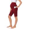 imageFoucome Womens Maternity Biker Shorts Over The Belly Pregnancy Yoga Workout Running Shorts with Pockets 9quotA  9  Wine Red