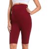 imageFoucome Womens Maternity Biker Shorts Over The Belly Pregnancy Yoga Workout Running Shorts with Pockets 9quotA  9  Wine Red