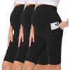 imageFoucome Womens Maternity Biker Shorts Over The Belly Pregnancy Yoga Workout Running Shorts with Pockets 9quotA  3 Pack 9  Black