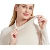 imageFoucome Maternity Turtleneck Long Sleeve Shirts Fleece Lined Basic Layering Slim Fit Pregnancy Thermal Underwear TopsBeige