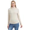 imageFoucome Maternity Turtleneck Long Sleeve Shirts Fleece Lined Basic Layering Slim Fit Pregnancy Thermal Underwear TopsBeige