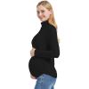 imageFoucome Maternity Turtleneck Long Sleeve Shirts Fleece Lined Basic Layering Slim Fit Pregnancy Thermal Underwear TopsBlack