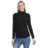 imageFoucome Maternity Turtleneck Long Sleeve Shirts Fleece Lined Basic Layering Slim Fit Pregnancy Thermal Underwear TopsBlack