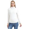imageFoucome Maternity Turtleneck Long Sleeve Shirts Fleece Lined Basic Layering Slim Fit Pregnancy Thermal Underwear TopsWhite