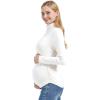 imageFoucome Maternity Turtleneck Long Sleeve Shirts Fleece Lined Basic Layering Slim Fit Pregnancy Thermal Underwear TopsWhite
