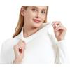 imageFoucome Maternity Turtleneck Long Sleeve Shirts Fleece Lined Basic Layering Slim Fit Pregnancy Thermal Underwear TopsWhite