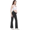 imageFoucome Maternity Flare Leggings Crossover Workout Yoga Pregnancy Pants Soft Stretchy Bootcut Bell BottomsBlack  2 Pack