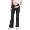 imageFoucome Maternity Flare Leggings Crossover Workout Yoga Pregnancy Pants Soft Stretchy Bootcut Bell BottomsBlack  2 Pack