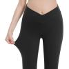 imageFoucome Maternity Flare Leggings Crossover Workout Yoga Pregnancy Pants Soft Stretchy Bootcut Bell BottomsBlack  2 Pack