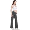 imageFoucome Maternity Flare Leggings Crossover Workout Yoga Pregnancy Pants Soft Stretchy Bootcut Bell BottomsGrey